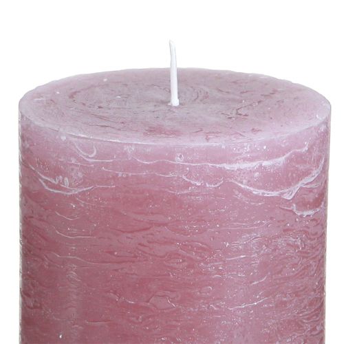 Article Bougies unies bougies pilier vieux rose 70×80mm 4 pcs