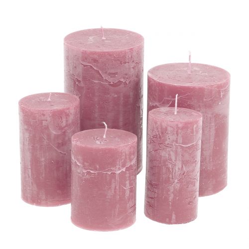 Floristik24 Bougies de couleur unie vieux rose différentes tailles