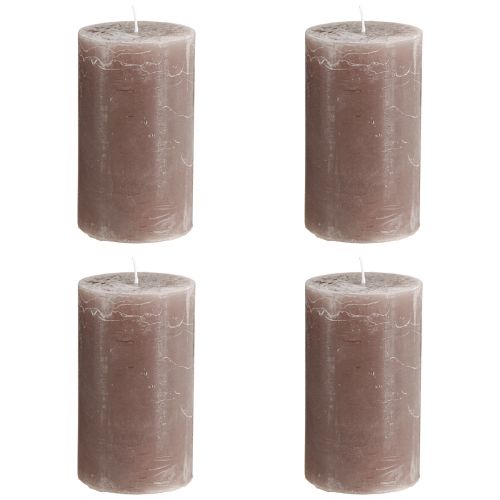 Article Bougies de couleur unie bougies pilier marron 70×120mm 4 pcs