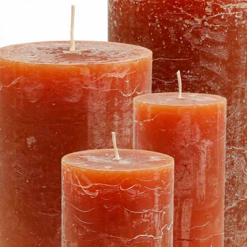 Article Bougies de couleur unie rouge-brun différentes tailles