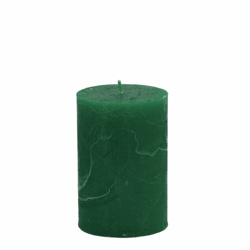 Floristik24 Bougies colorées unies vert foncé 70x100mm 4pcs