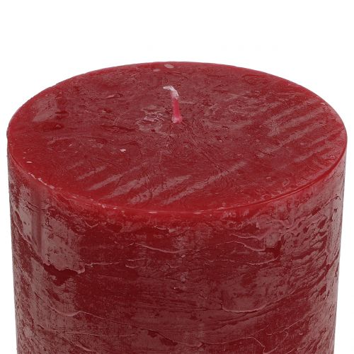 Article Bougies unies rouge foncé 60x100mm 4 pcs