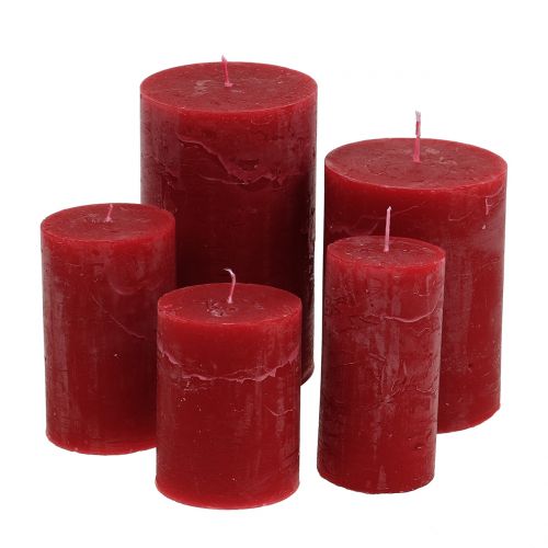 Article Bougies de couleur unie rouge foncé différentes tailles