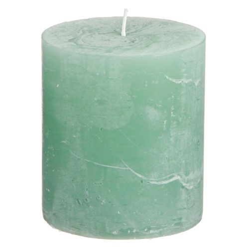 Article Bougies de couleur unie bougies pilier en jade vert 70×80mm 4 pcs