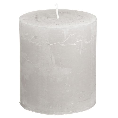 Article Bougies de couleur unie bougies pilier gris clair 70×80mm 4 pcs