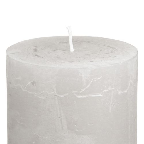 Article Bougies de couleur unie bougies pilier gris clair 70×80mm 4 pcs