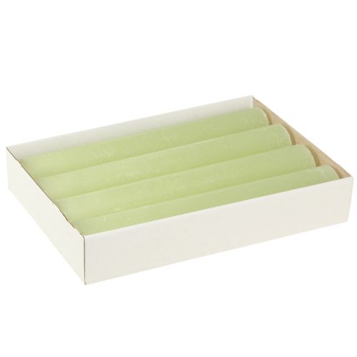 Article Bougies unies vert citron Bougies coniques 50×300mm 4 pcs