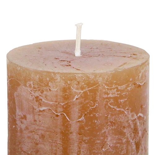 Article Bougies de couleur unie bougies pilier caramel 50×100mm 4 pcs