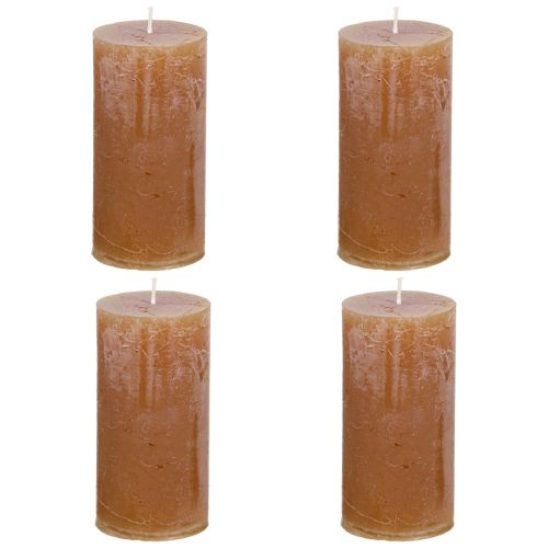 Article Bougies de couleur unie bougies pilier caramel 50×100mm 4 pcs