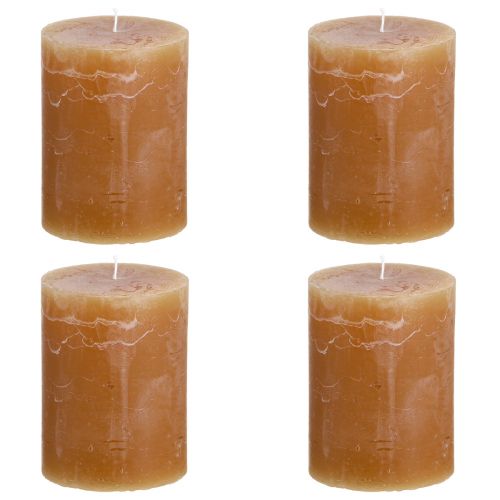 Article Bougies de couleur unie bougies pilier caramel 60×80mm 4 pcs