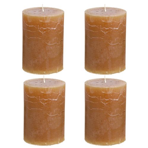 Article Bougies de couleur unie bougies pilier caramel 70×100mm 4 pcs