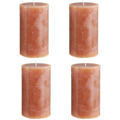 Article Bougies de couleur unie bougies pilier caramel 70×120mm 4 pcs