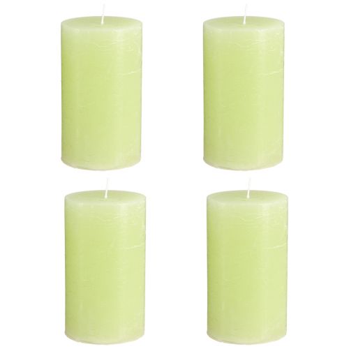 Article Bougies unies vert citron​​​​​​​ Bougies pilier 70×120mm 4 pcs