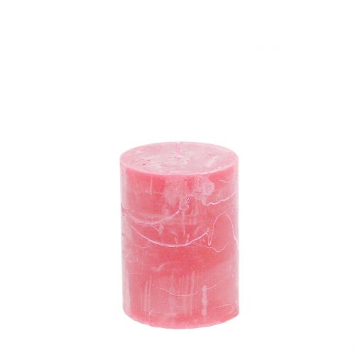 Floristik24 Bougies colorées unies rose 60x80mm 4pcs