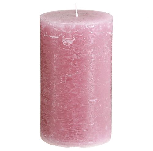 Article Bougies de couleur unie bougies pilier roses vieux rose 70×120mm 4 pcs
