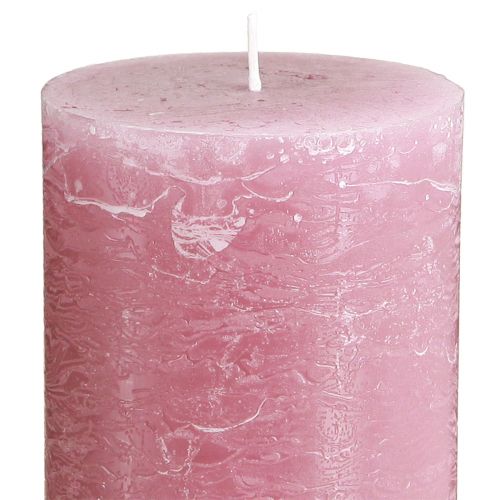 Article Bougies de couleur unie bougies pilier roses vieux rose 70×120mm 4 pcs