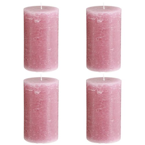 Article Bougies de couleur unie bougies pilier roses vieux rose 70×120mm 4 pcs