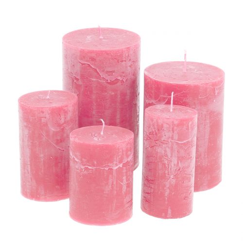 Article Bougies de couleur unie roses de différentes tailles