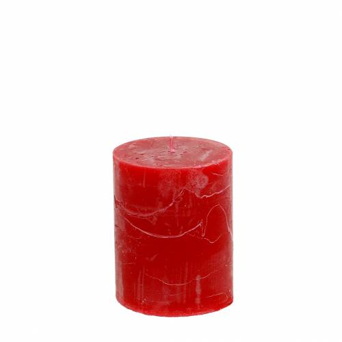 Floristik24 Bougies colorées unies rouge 70x80mm 4pcs