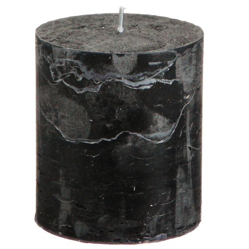 Bougies de couleur unie bougies pilier noires 70×80mm 4 pcs