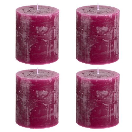 Article Bougies de couleur unie Bougies pilier Berry violet 70×80mm 4 pcs