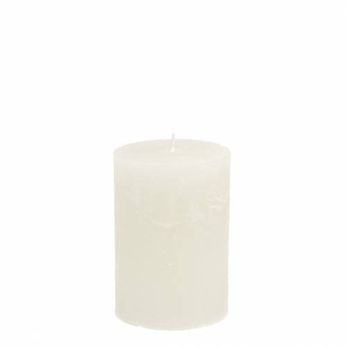 Floristik24 Bougies de couleur unie blanc 70x80mm 4 pcs