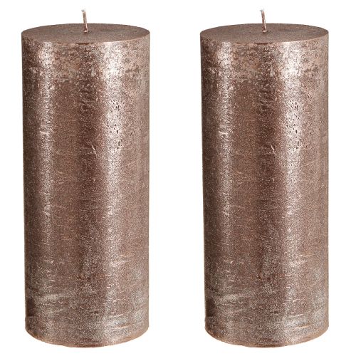 Article Bougies piliers de couleur unie cuivre 85mmx200mm 2 pcs