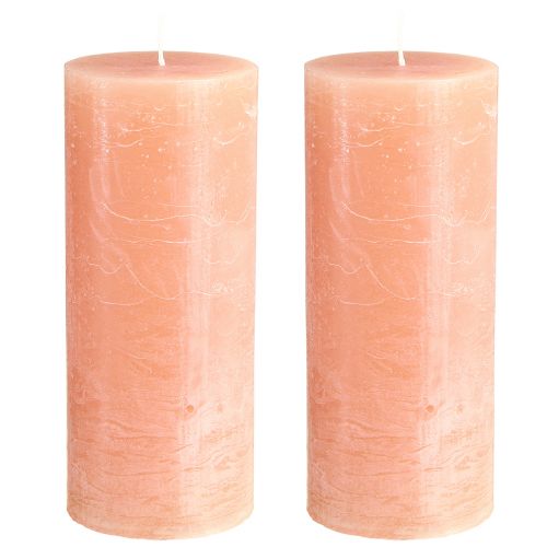Article Bougies piliers de couleur unie pêche 85x200mm 2 pcs