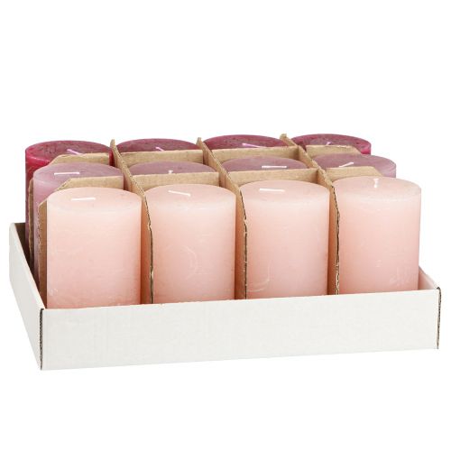 Article Bougies piliers unies 3 couleurs Berry 60×100mm 12 pcs