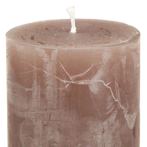 Article Bougies piliers unies 3 couleurs marron 60×100mm 12 pcs
