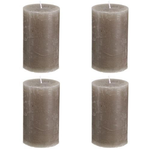 Article Bougies piliers de couleur unie bougies marron 60x100mm 4 pcs