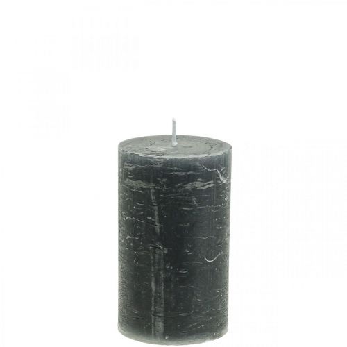 Floristik24 Bougies colorées unies bougies pilier anthracite 60×80mm 4pcs