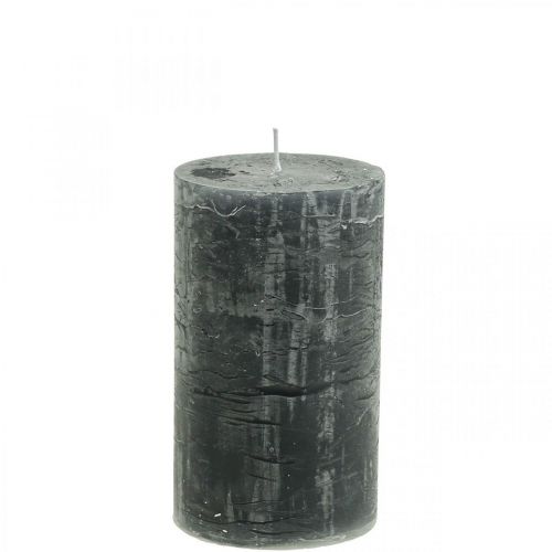Article Bougies de couleur unie bougies pilier anthracite 70×120mm 4 pcs
