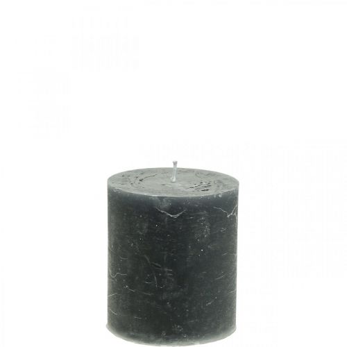 Article Bougies de couleur unie bougies pilier anthracite 70×80mm 4 pcs