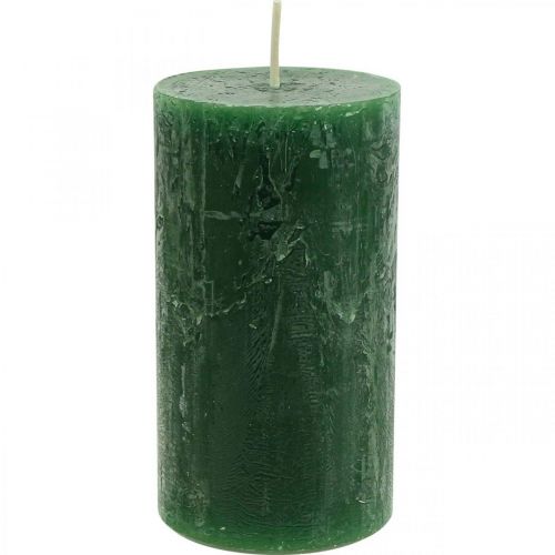 Floristik24 Bougies de couleur unie Bougies pilier vert foncé 60×110mm 4pcs