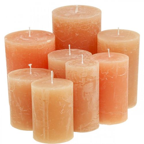 Article Bougies de couleur unie Orange Pêche Différentes tailles