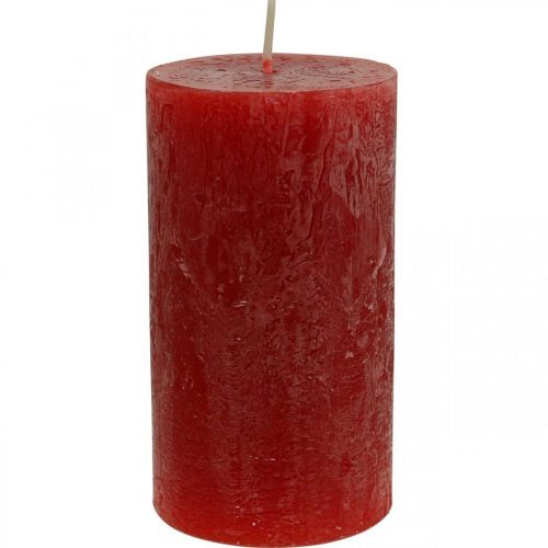 Bougies colorées Rouge Rustique auto-extinguible 110×60mm 4pcs