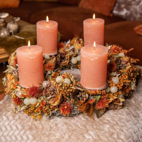 Article Bougies de couleur unie Bougies pilier Orange Pêche 85×150mm 2pcs