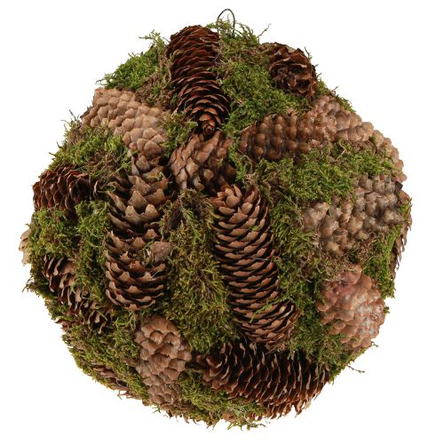 Article Boule décorative véritable cônes avec décor mousse naturelle Ø25cm H25cm