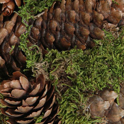 Article Boule décorative véritable cônes avec décor mousse naturelle Ø25cm H25cm