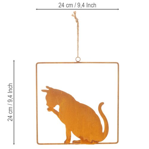 Ornement décoratif en métal rouillé en forme de chat, à suspendre, 24,5 cm | Floristik24.be