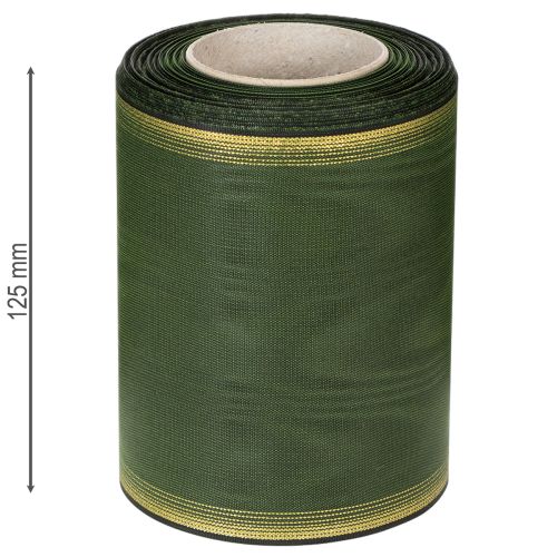 Ruban moiré vert foncé élégant, 125 mm, bordé de perles dorées, ruban de deuil, décoration de mariage, ruban à nœud | Floristik24.be