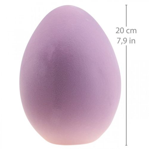 Oeuf de Pâques oeuf décoratif plastique violet floqué 20cm