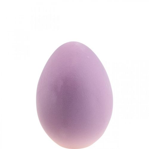 Article Oeuf de Pâques oeuf décoratif en plastique violet lilas floqué 25cm