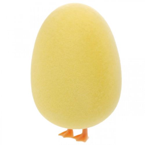 Floristik24 Oeuf de Pâques avec pattes Jaune Figurine décorative Oeuf Décoration de Pâques H13cm 4 Pcs