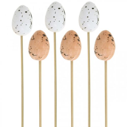 Floristik24 Oeufs de caille artificiels sur bâton oeuf décoratif décoration de Pâques 4cm 18 pièces