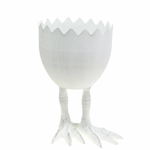 Floristik24 Cache-pot coquille d&#39;oeuf avec pieds Ø13cm H21cm blanc