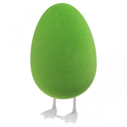 Oeuf de Pâques avec pieds Oeuf décoratif vert floqué Décoration de vitrine Pâques H25cm