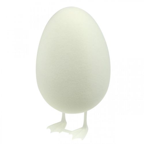 Floristik24 Oeuf déco avec pattes Oeuf de Pâques blanc Décoration de table Figurine de Pâques H25cm