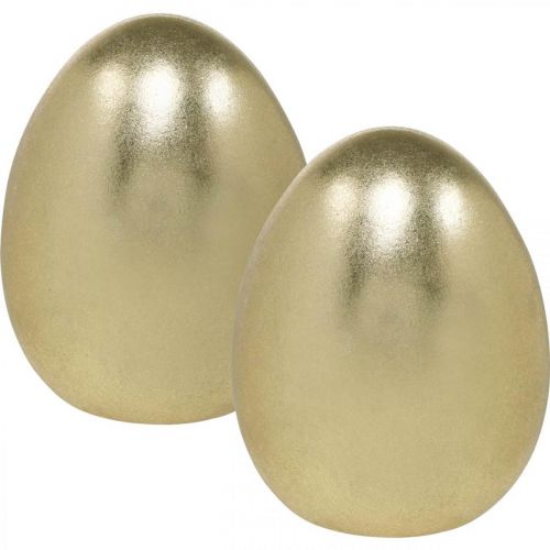 Floristik24 Oeuf décoratif doré, décoration pour Pâques, oeuf en céramique H13cm Ø10.5cm 2pcs